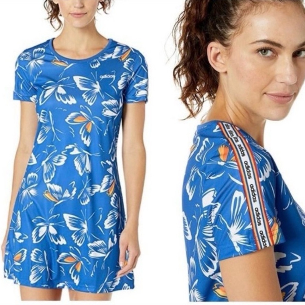 Adidas Dresses Adidas‎ X Farm Rio Blue Butterfly Mini Dress Size S
